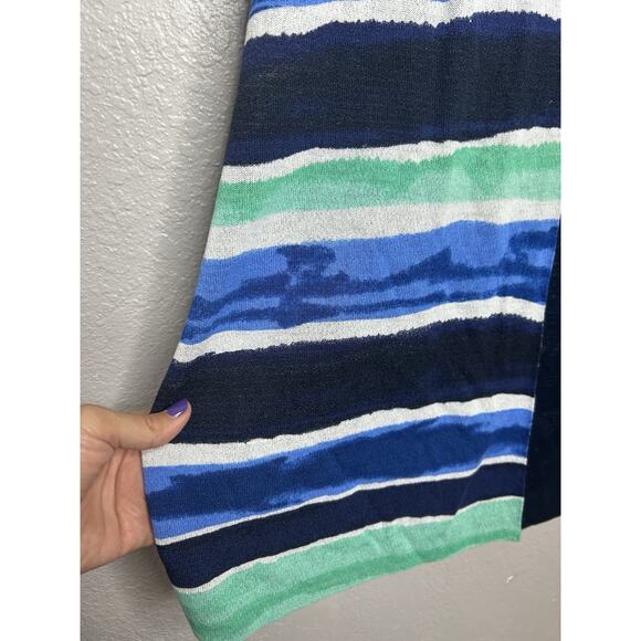 Chico's Kimono Cardigan Sweater Open Front Striped Watercolor Lightweight Size 2 - Picture 6 of 6